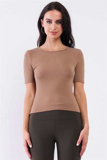 Ribbed Crew Neck Basic Tee