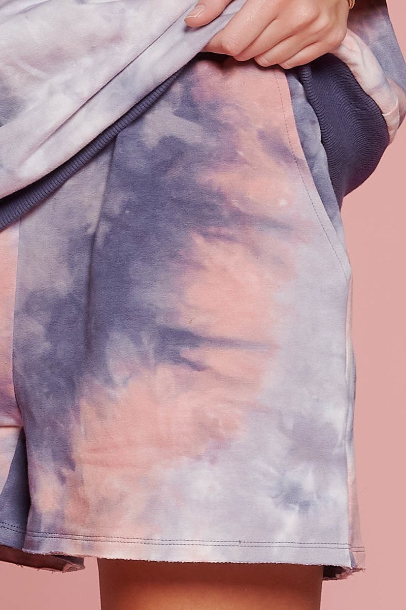 Tie Dye Print Jersey Shorts