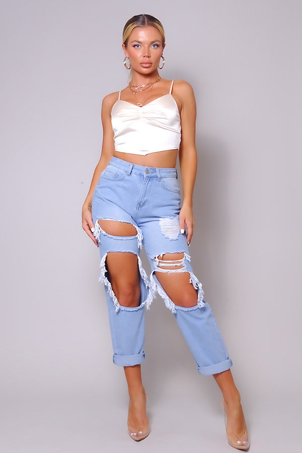 Sexy Satin Ruched Crop Top