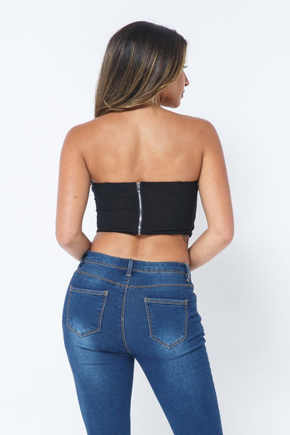 Mesh Corset Crop Top