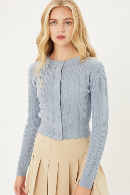Long Slv Cable Knit Cardigan