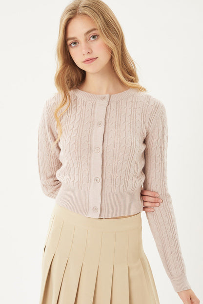 Long Slv Cable Knit Cardigan