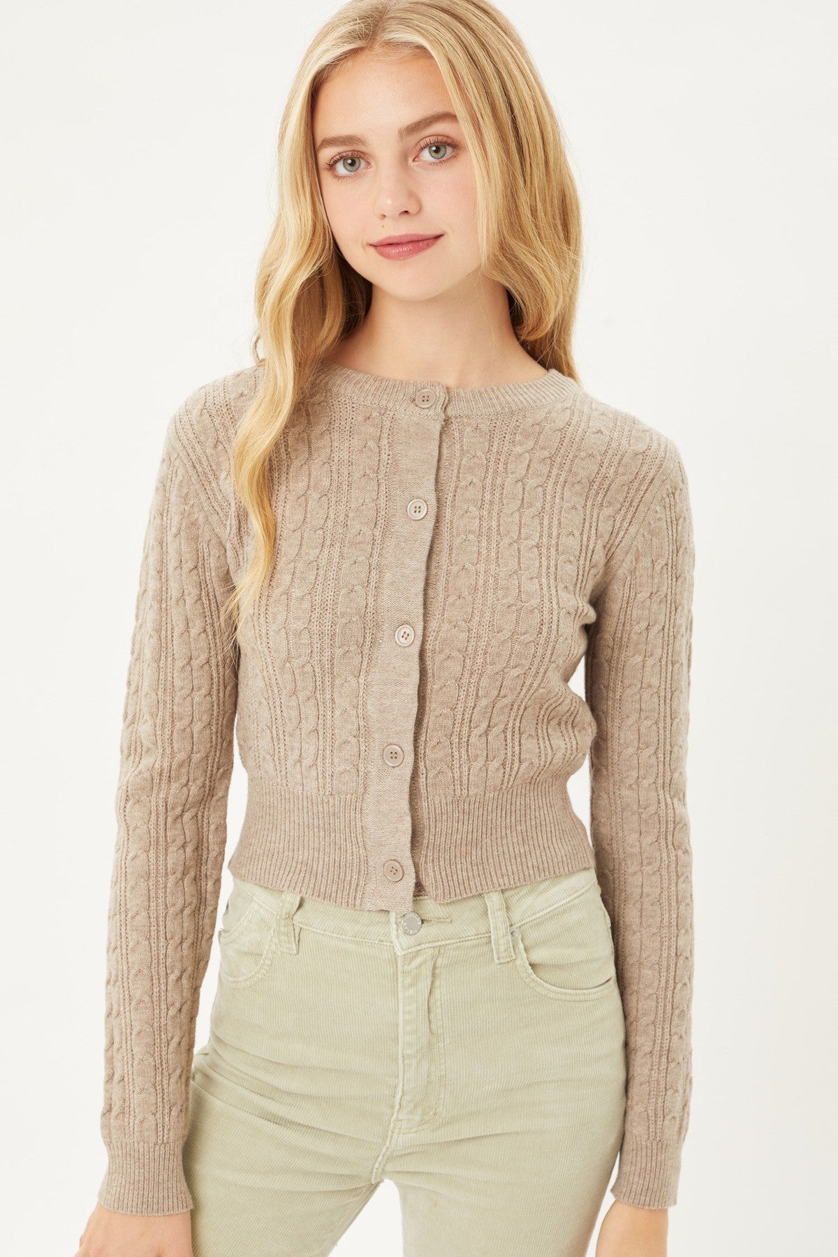 Long Slv Cable Knit Cardigan