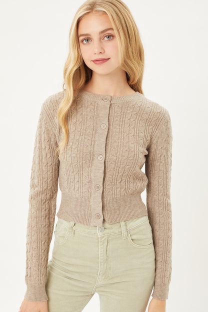 Long Slv Cable Knit Cardigan