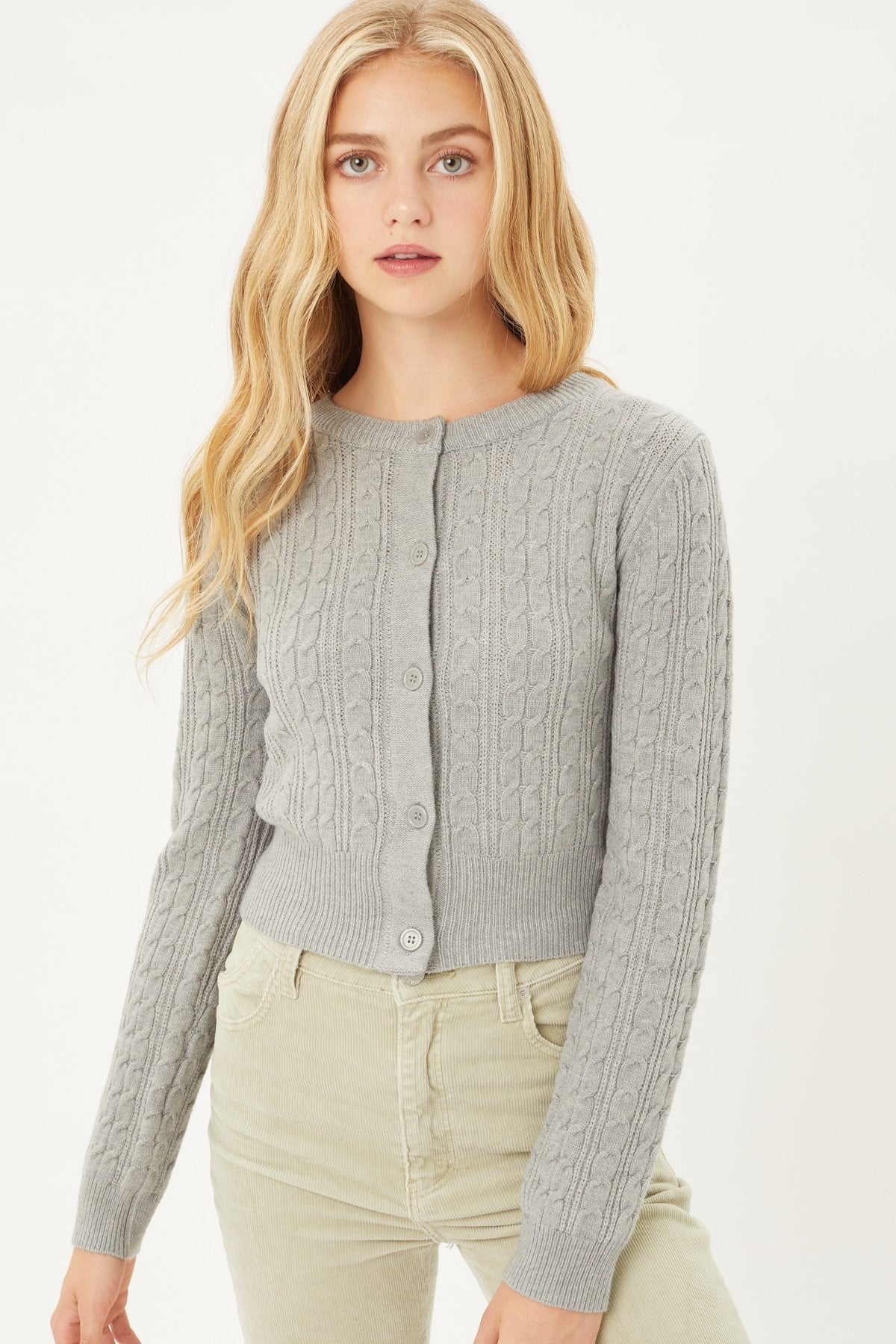 Long Slv Cable Knit Cardigan