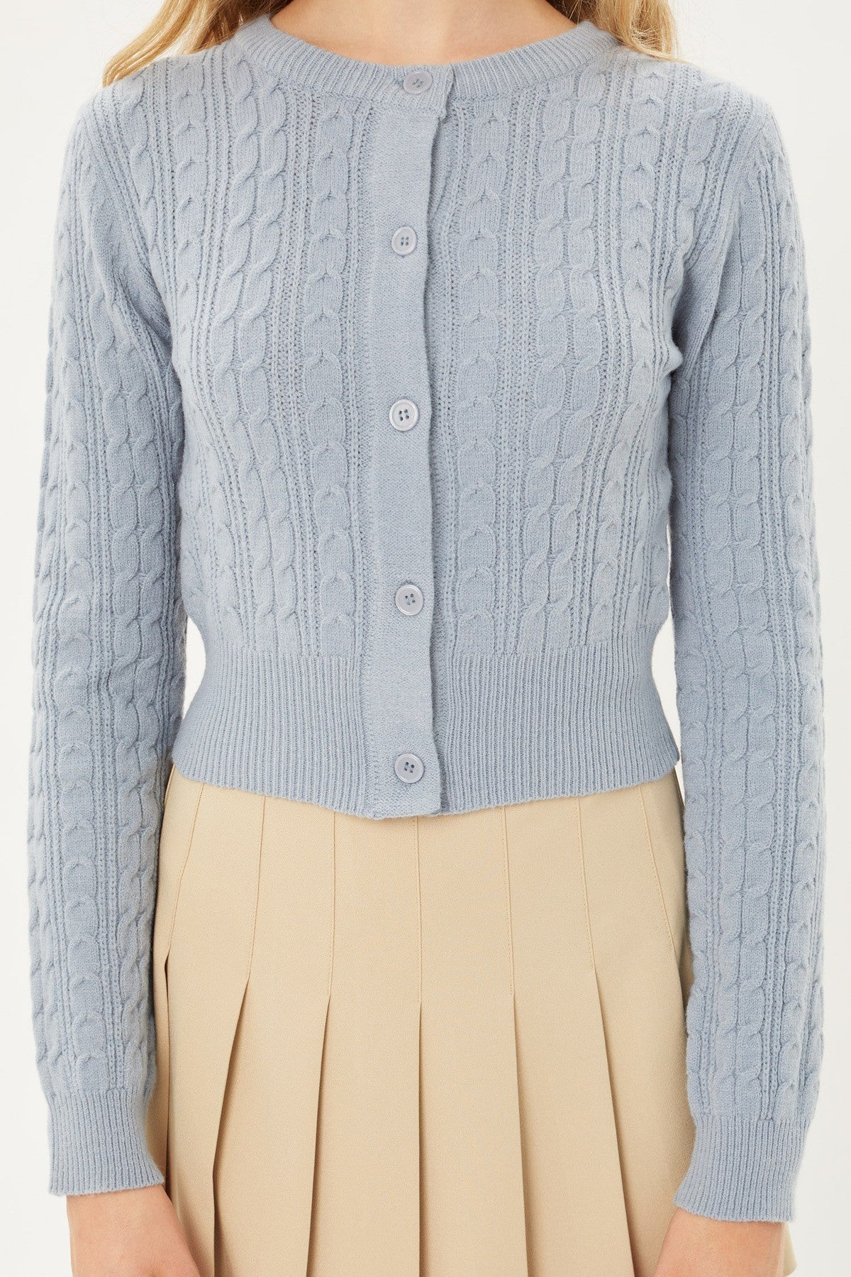 Long Slv Cable Knit Cardigan
