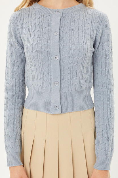 Long Slv Cable Knit Cardigan