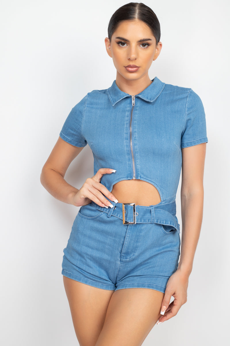 Cotton Sexy Denim Romper