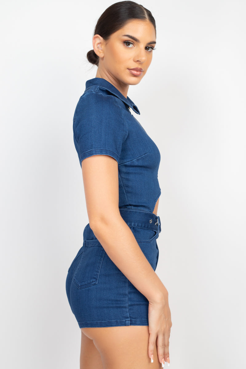Cotton Sexy Denim Romper