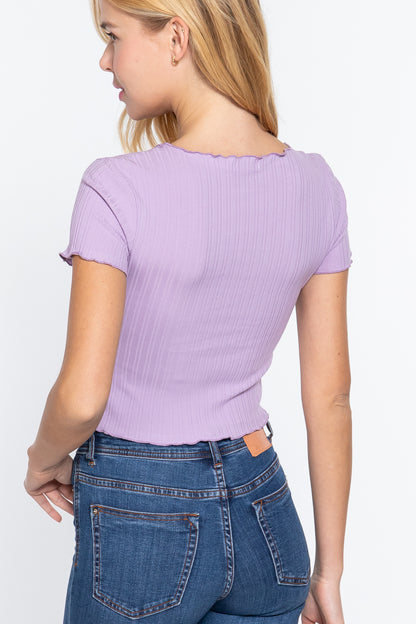 Short Slv Ribbed Cardigan
