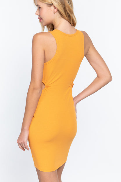 Round Neck Cutout Mini Dress