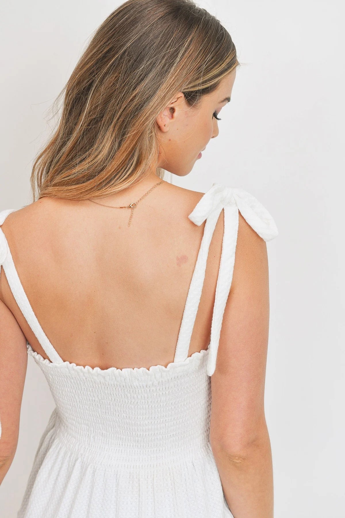 Smocking Self Tie Waffle Top
