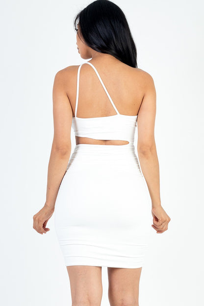 One Shoulder Cutout Mini Dress