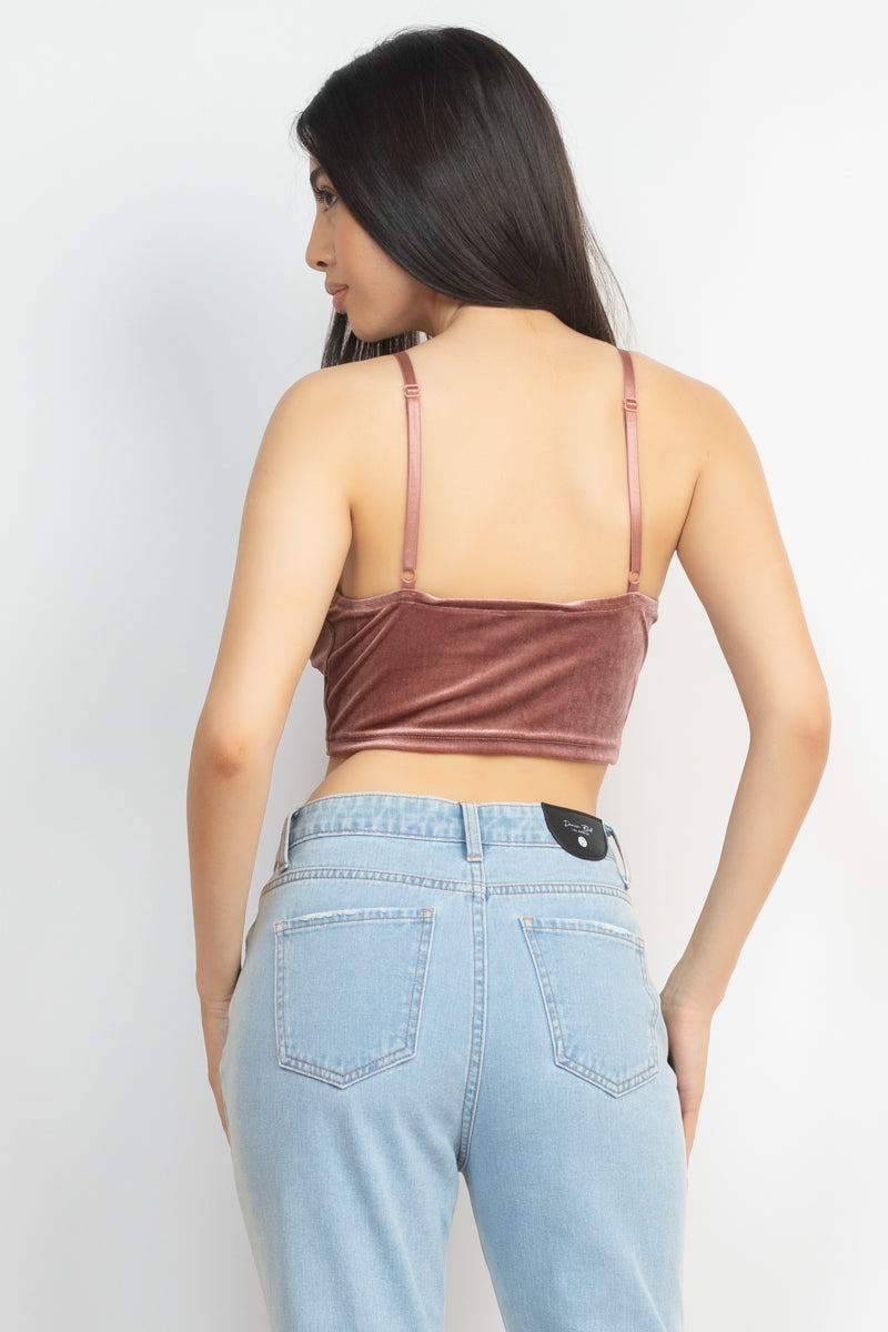 Sleeveless Velvet Crop Top