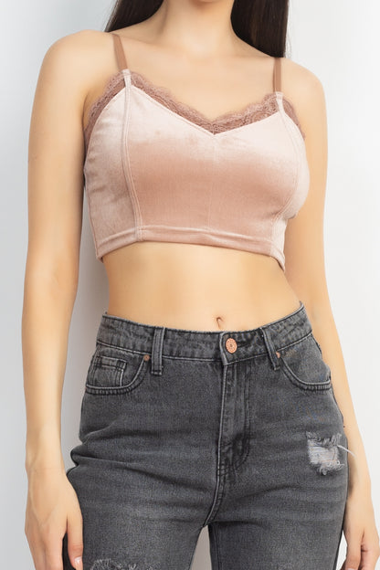 Sleeveless Velvet Crop Top