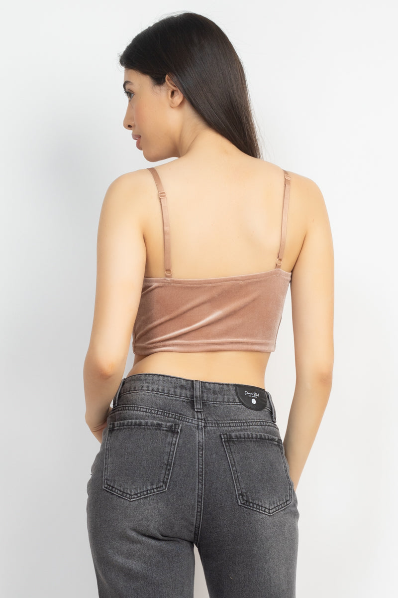 Sleeveless Velvet Crop Top