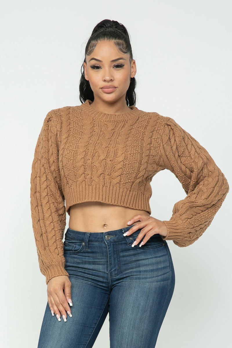 Cable Pullover Crop Sweater