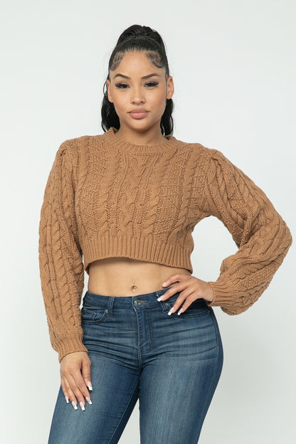 Cable Pullover Crop Sweater