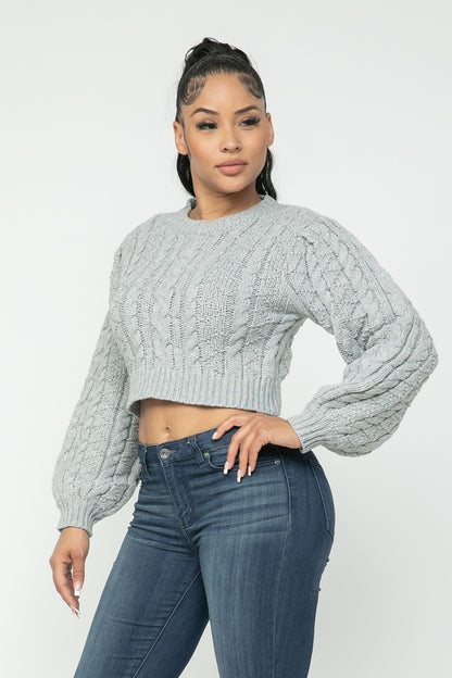 Cable Pullover Crop Sweater