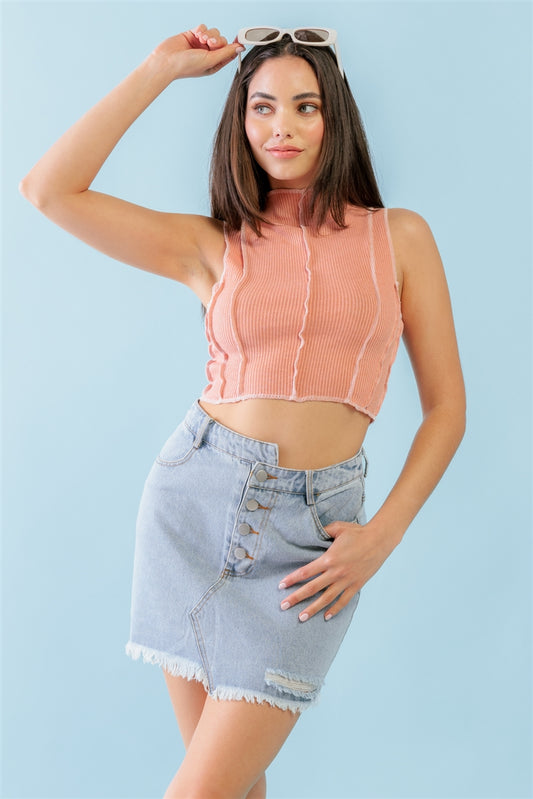 Ribbed Mock Neck Crop Top