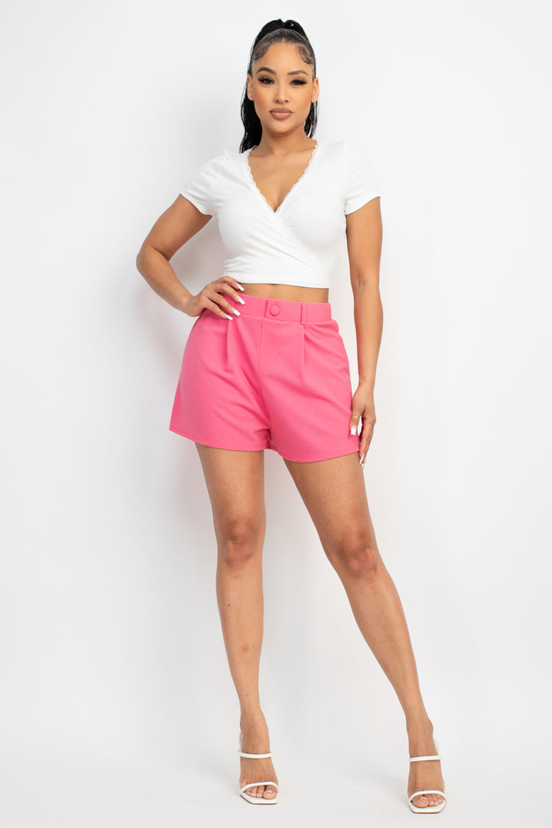 Wrap Lace Trim Crop Top