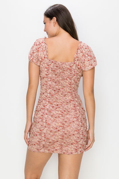 Floral Ruffle Bodycon Dress