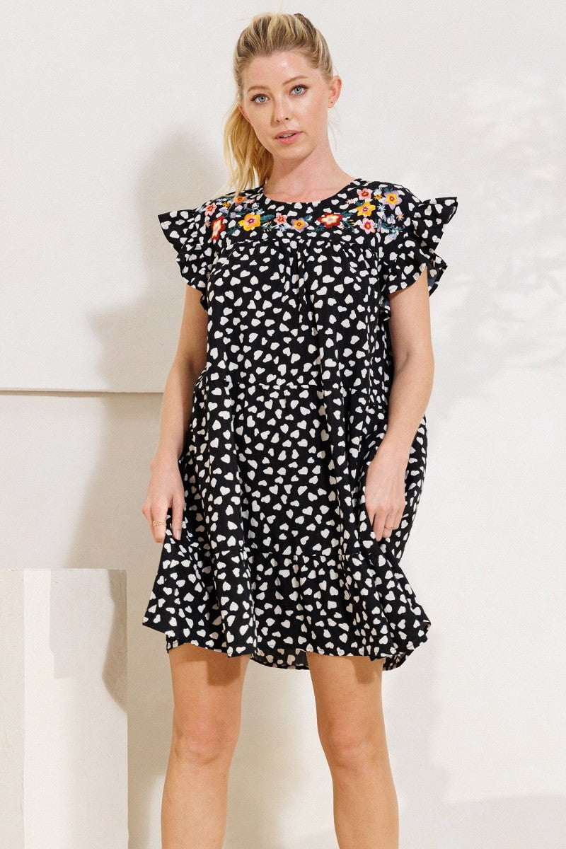 Ditsy Print Babydoll Dress