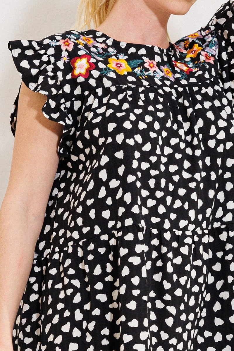 Ditsy Print Babydoll Dress