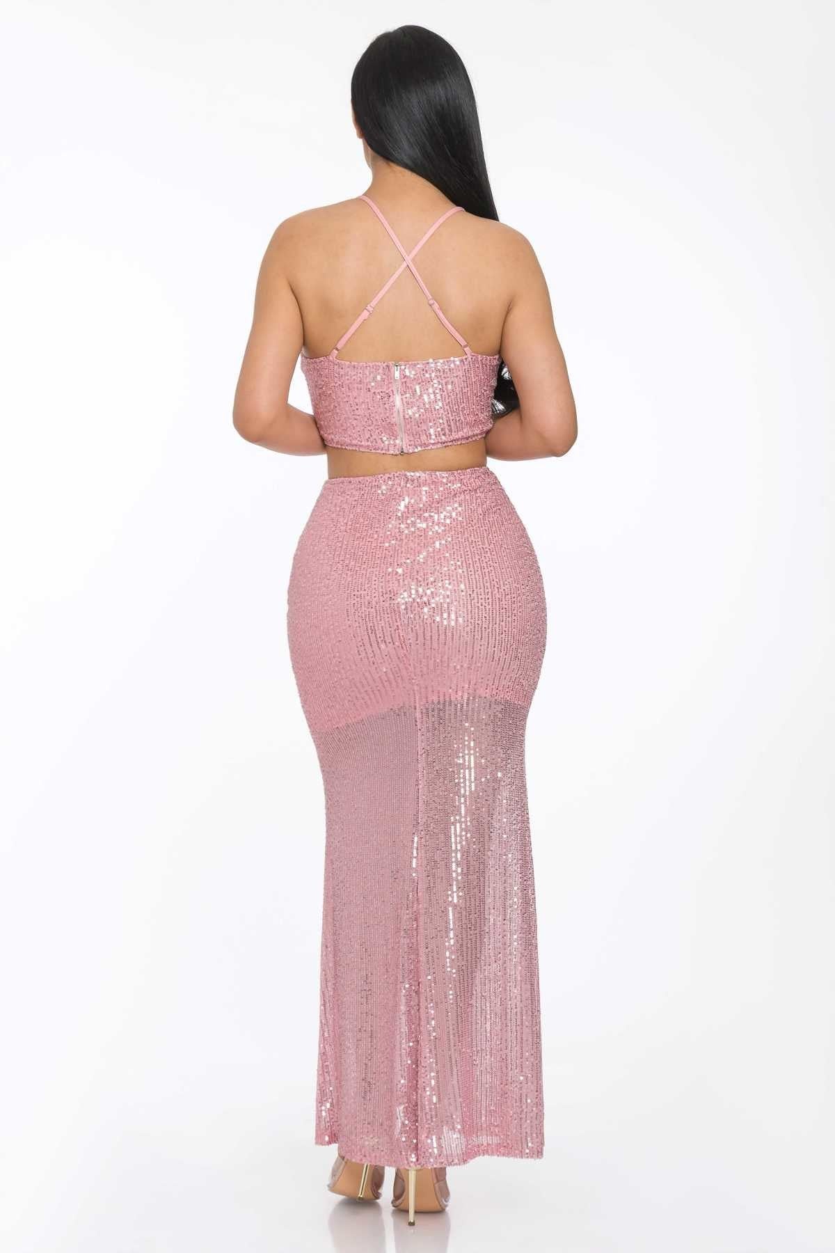 2-Piece Sequin Maxi Skirt Set