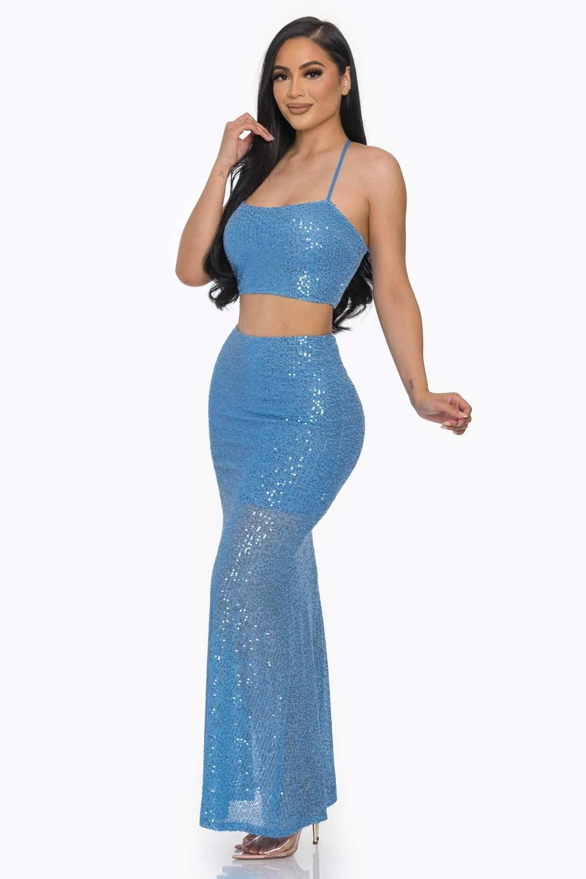 2-Piece Sequin Maxi Skirt Set