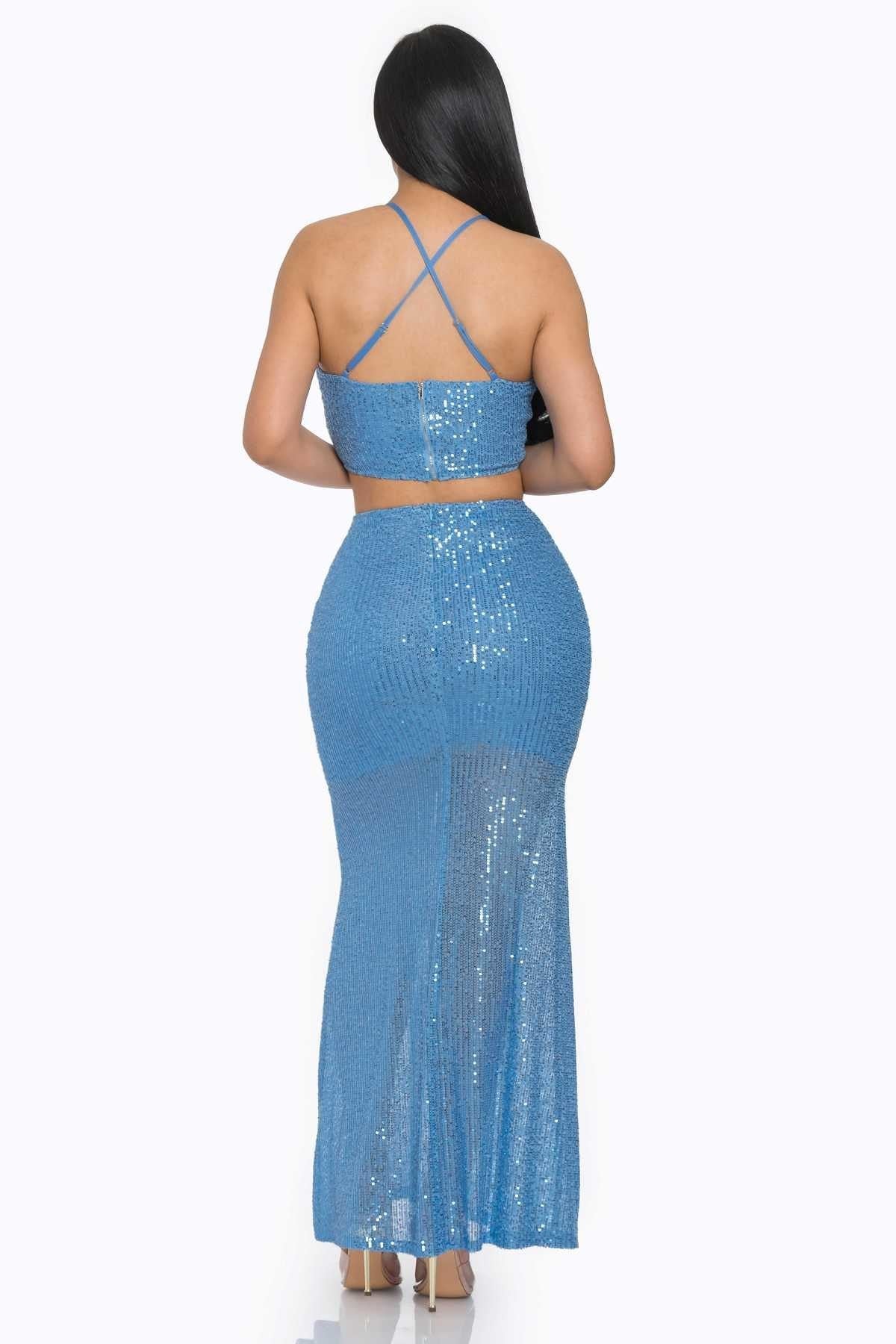 2-Piece Sequin Maxi Skirt Set