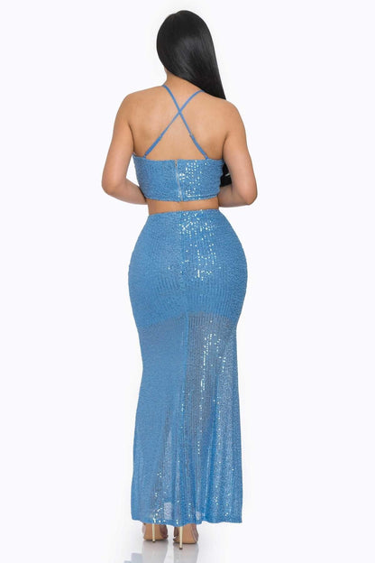 2-Piece Sequin Maxi Skirt Set