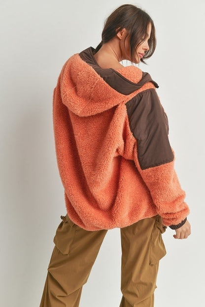 Two Tone Cozy Hooded Sweater