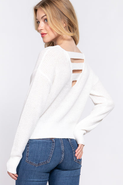 Dolman Slv Open Back Sweater