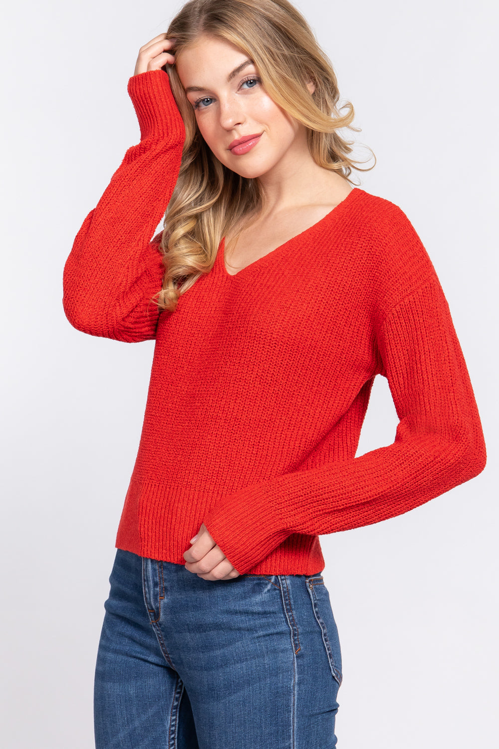 Dolman Slv Open Back Sweater