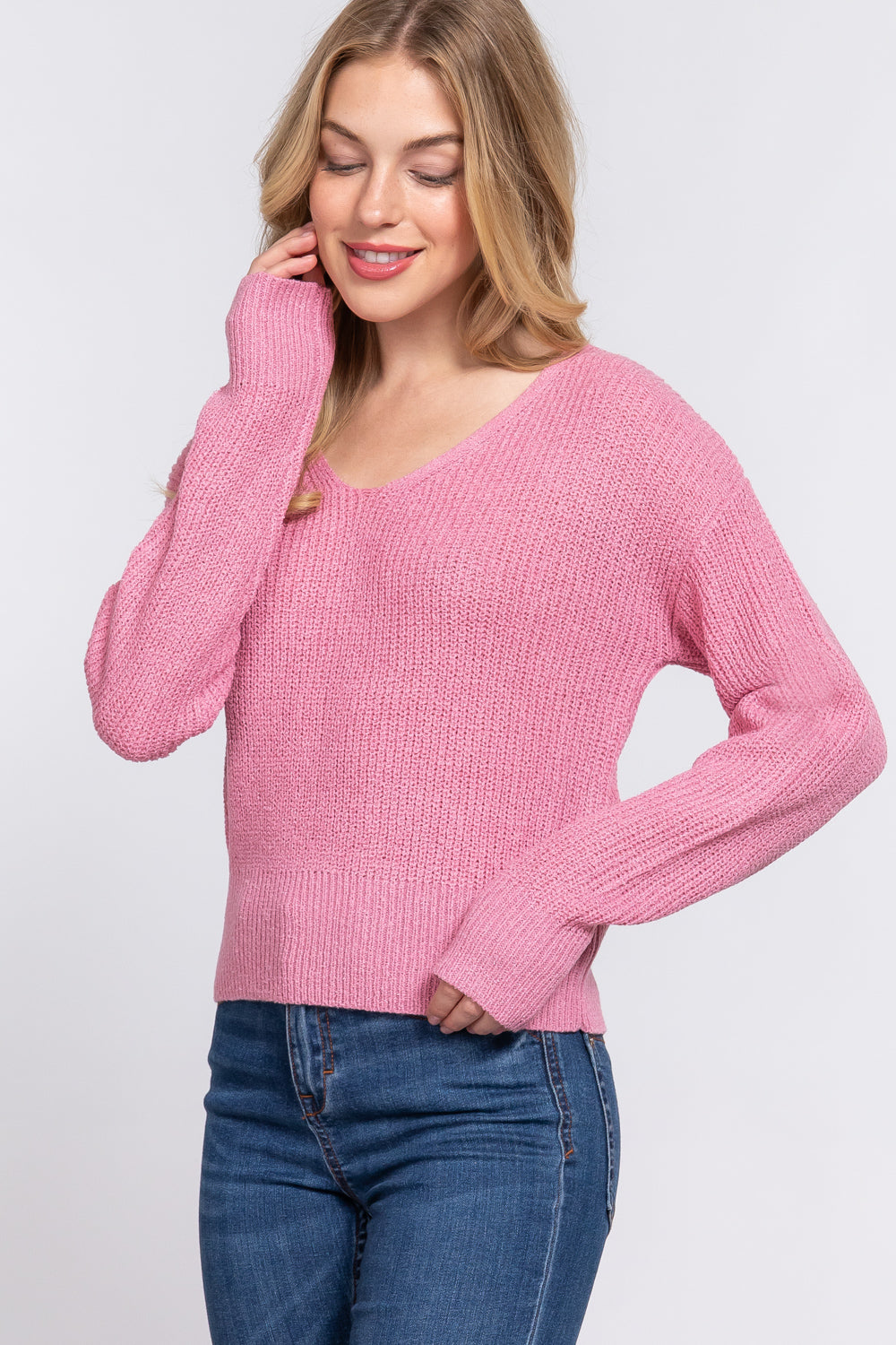 Dolman Slv Open Back Sweater