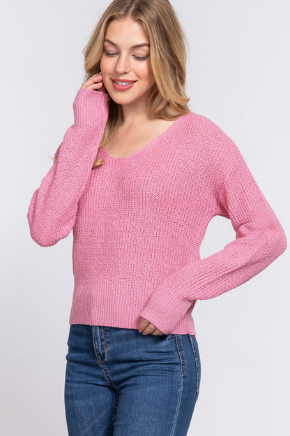 Dolman Slv Open Back Sweater
