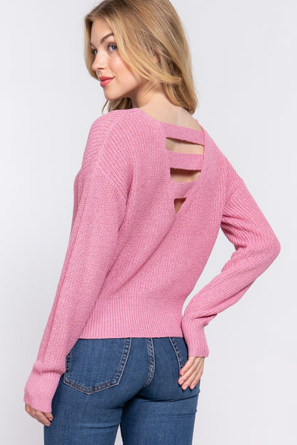 Dolman Slv Open Back Sweater