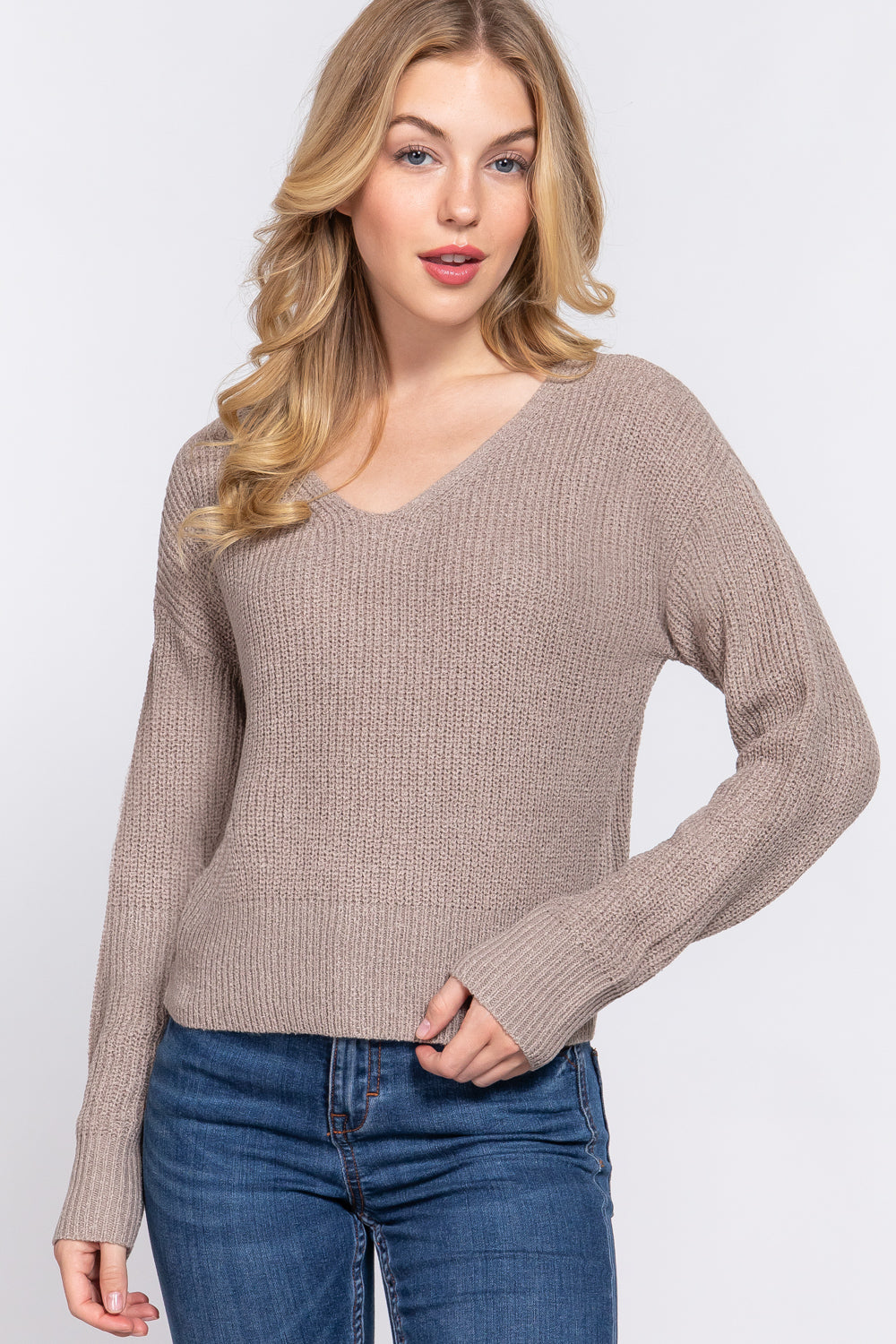 Dolman Slv Open Back Sweater