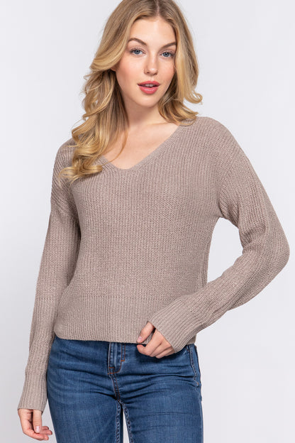 Dolman Slv Open Back Sweater