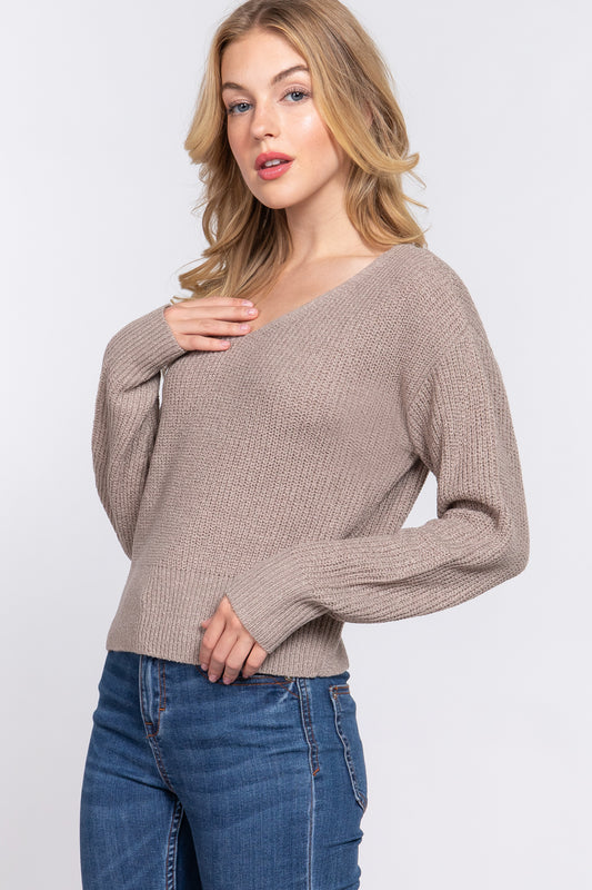 Dolman Slv Open Back Sweater