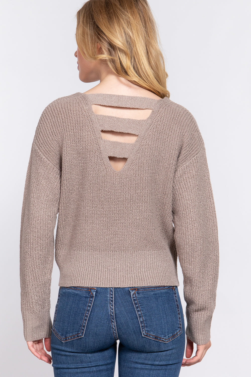 Dolman Slv Open Back Sweater