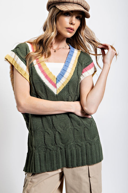 Multi Color Knit Sweater Vest