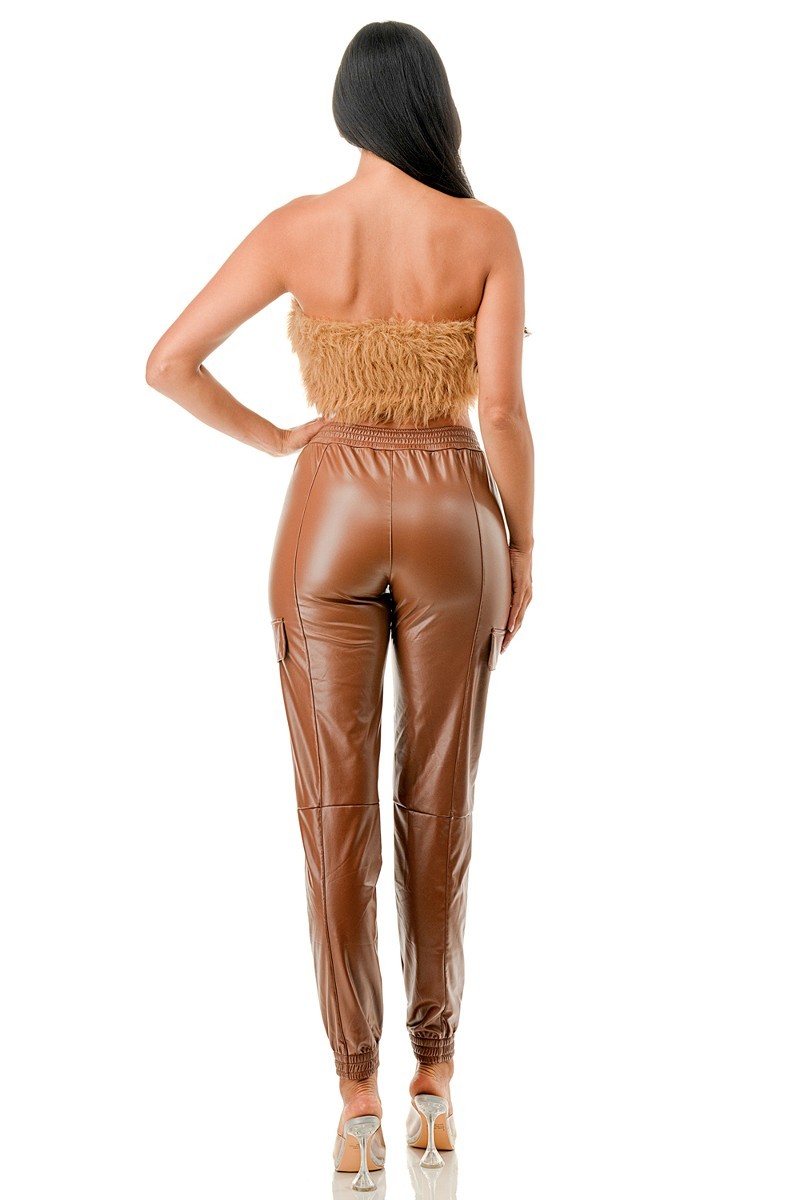 Faux Leather Lined Jogger
