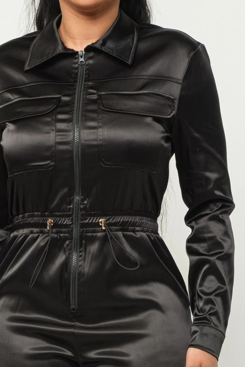 Cargo Satin Jumpsuit