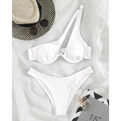Sexy One Shoulder Hollow Out Bikini Set