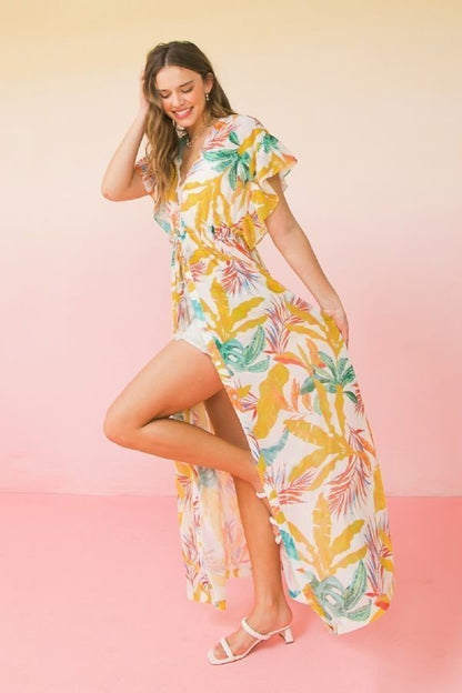 A Printed Woven Maxi Cover Up - Cherry Angel