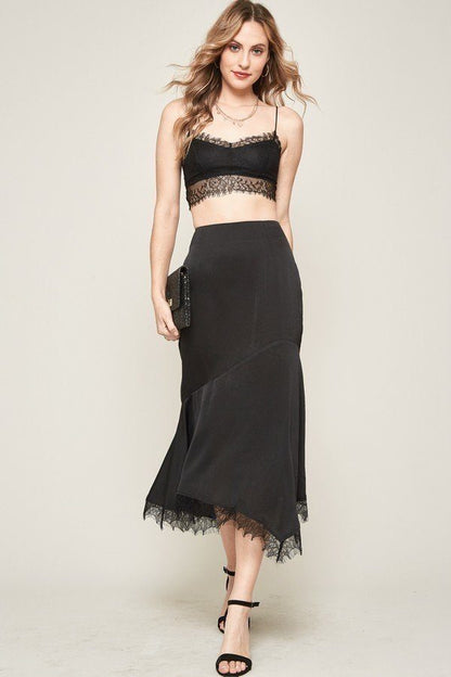 A Solid Woven Midi Skirt - Cherry Angel