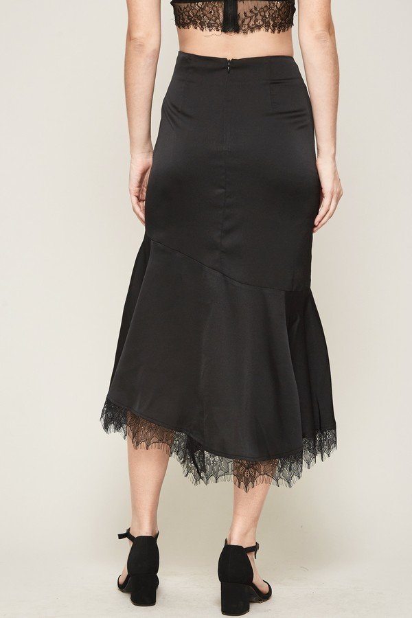 A Solid Woven Midi Skirt - Cherry Angel