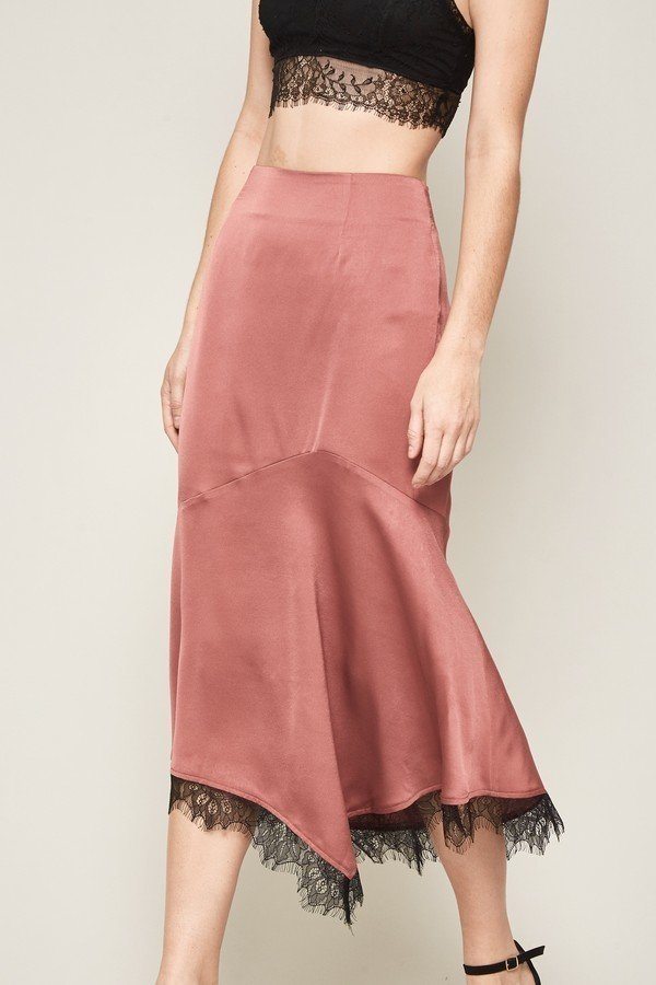 A Solid Woven Midi Skirt - Cherry Angel